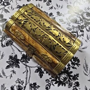 Ornate Wood and Brass Decorative Jewelry Box